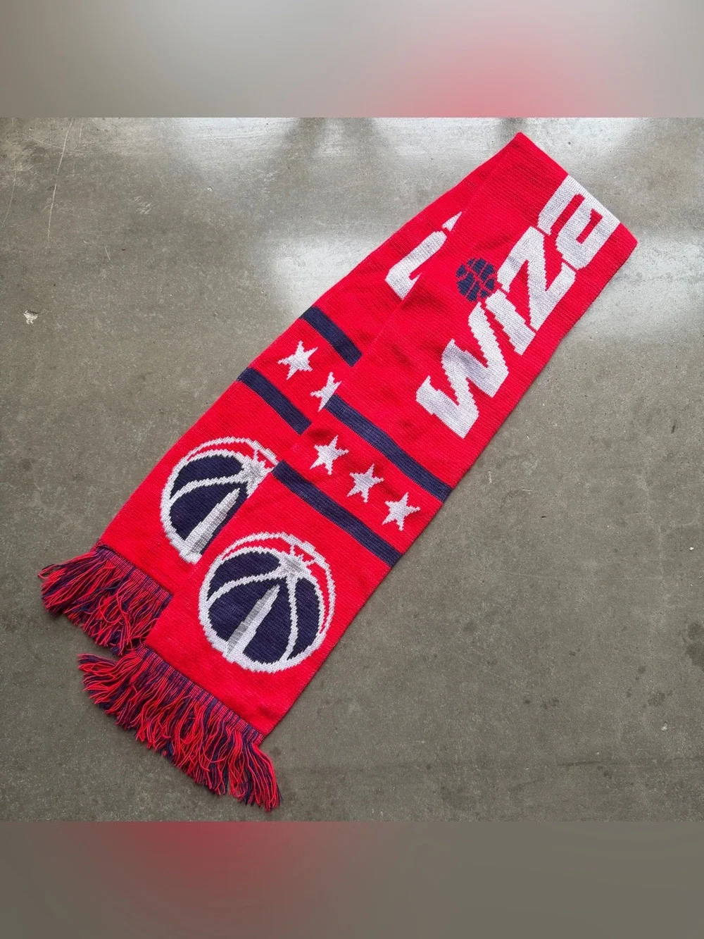 Red Wizards Basketball Scarf with Navy and White Logo